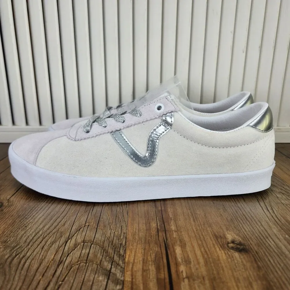 Vans Sport Low Mens Sz 10 High Shine Blanc De Blanc Suede Skater Sneakers Shoes